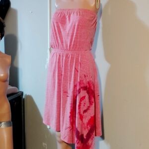 Mudd Light Red Tye-dye Strapless Dress